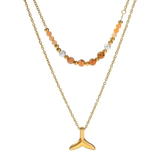 18k Gold Plated Mermaid Beads Necklace - Picture 6 of 9